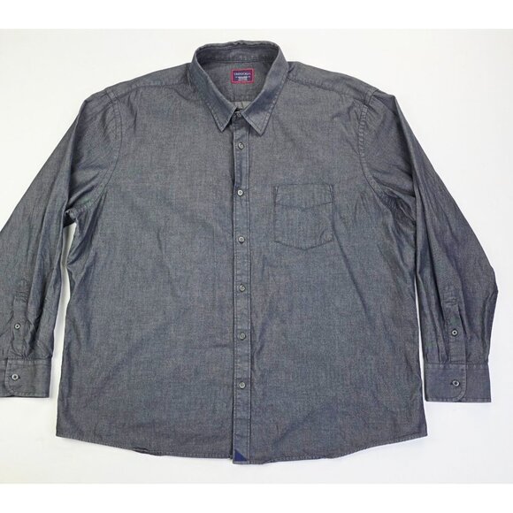 Untuckit Size 3XL Mens Charcoal Gray Hem Logo Tag Long Sleeve Cotton Shirt - Picture 1 of 9